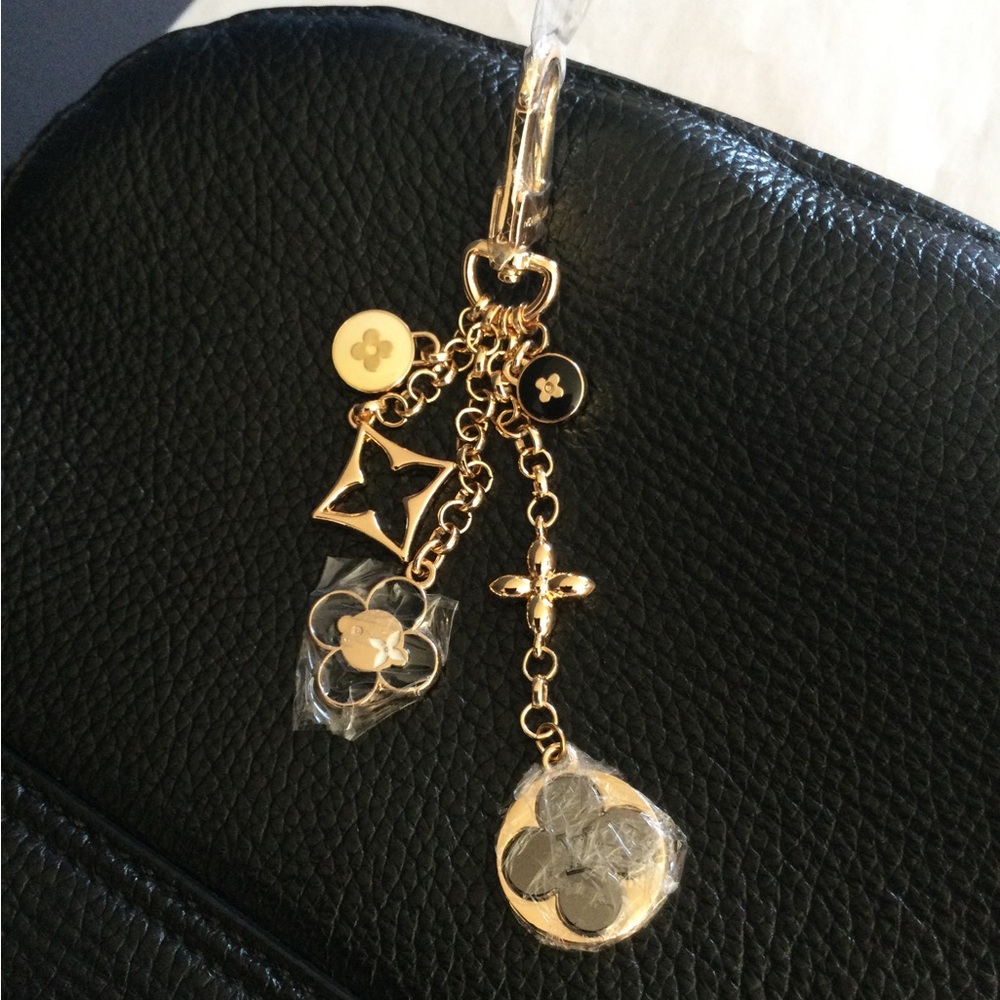 Gold Bag Charm Black and Cream